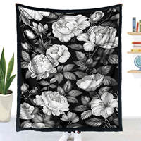 Custom floral graffiti blanket, stress-relieving creative blanket, washable gift blanket, DIY Coloring Blanket5 thumbnail 2