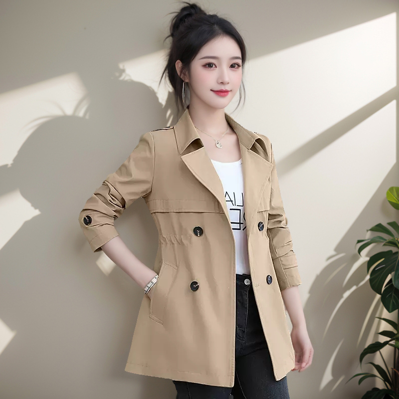 RIERA高级双排扣风衣女春秋中长款外套2024新款遮肚显瘦英伦风夹