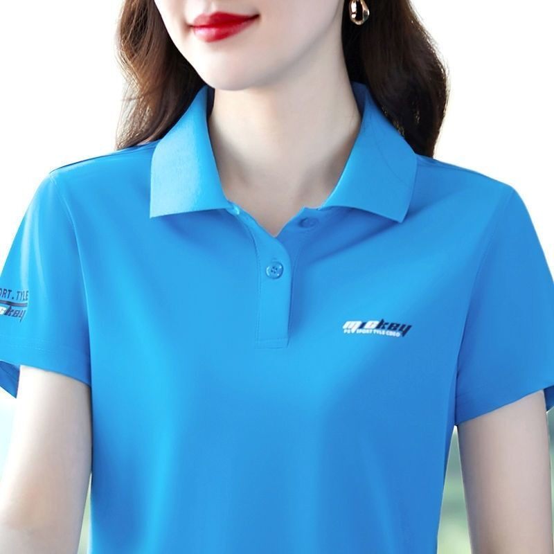 【芭拉婷】女士t恤短袖夏季2025新款时尚宽松洋气妈妈装polo衫休