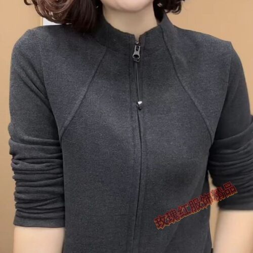 【芭拉婷】洋气时尚拉链开衫2025秋冬新款双面德绒高档气质休闲减