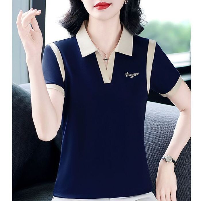 【芭拉婷】2025新款时尚洋气Polo衫女士夏天短袖t恤休闲百搭妈妈
