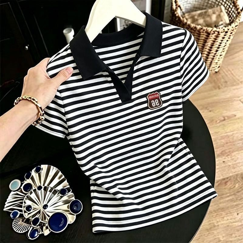 【芭拉婷】新款polo衫品质妈妈翻领短袖t恤女夏季中年运动妈妈休