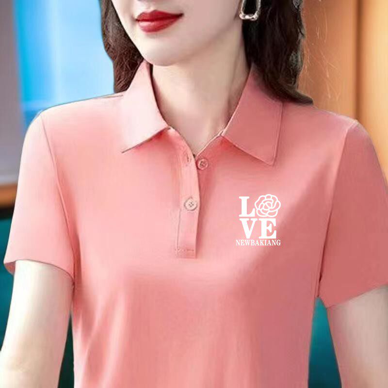 上衣显瘦polo衫短袖宽松时尚百搭女士夏季翻领大码气质运动T恤