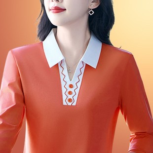 衫 洋气polo2025长袖 中年妈妈减龄女上衣宽松休闲百搭新 芭拉婷
