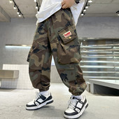 长裤 男童迷彩裤 工装 裤 子加绒加厚纯棉2025新款 中大儿童洋气秋冬款