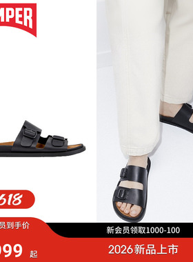【新品】Camper看步女鞋Lluc夏季平底凉鞋复古镂空勃肯双条带拖鞋
