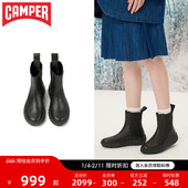 Camper看步女鞋 Ground经典 质感黑色耐磨厚底增高短靴休闲皮靴