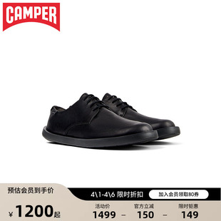 Camper看步男鞋 皮鞋 休闲复古黑色百搭德比鞋 Wagon通勤商务正装
