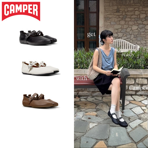 【新品】Camper看步女鞋Right Nina甜美玛丽珍鞋一字扣百搭小皮鞋