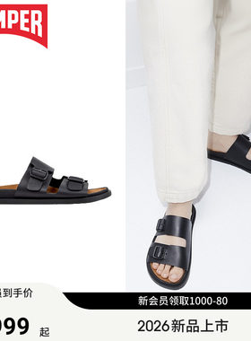 【新品】Camper看步女鞋Lluc夏季平底凉鞋复古镂空勃肯双条带拖鞋