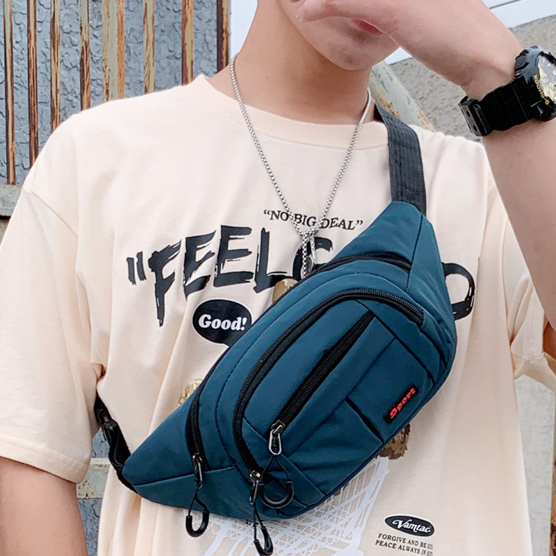 潮牌胸包男士运动斜挎包包多功能大容量轻便户外工作旅行手机腰包