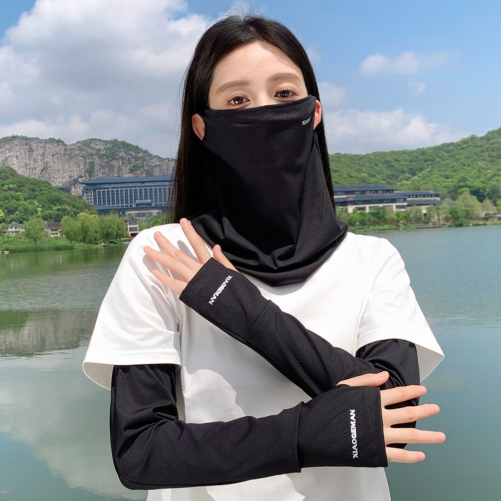 冰丝防晒全脸护颈挂耳面罩手袖套