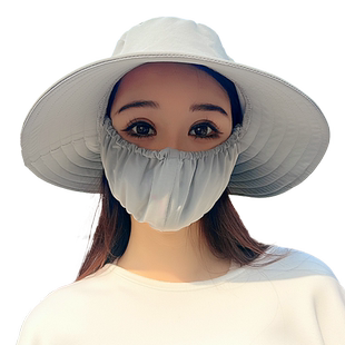 遮阳帽女夏季防晒妈妈采茶下地干活口罩一体遮脸骑行时尚太阳帽子