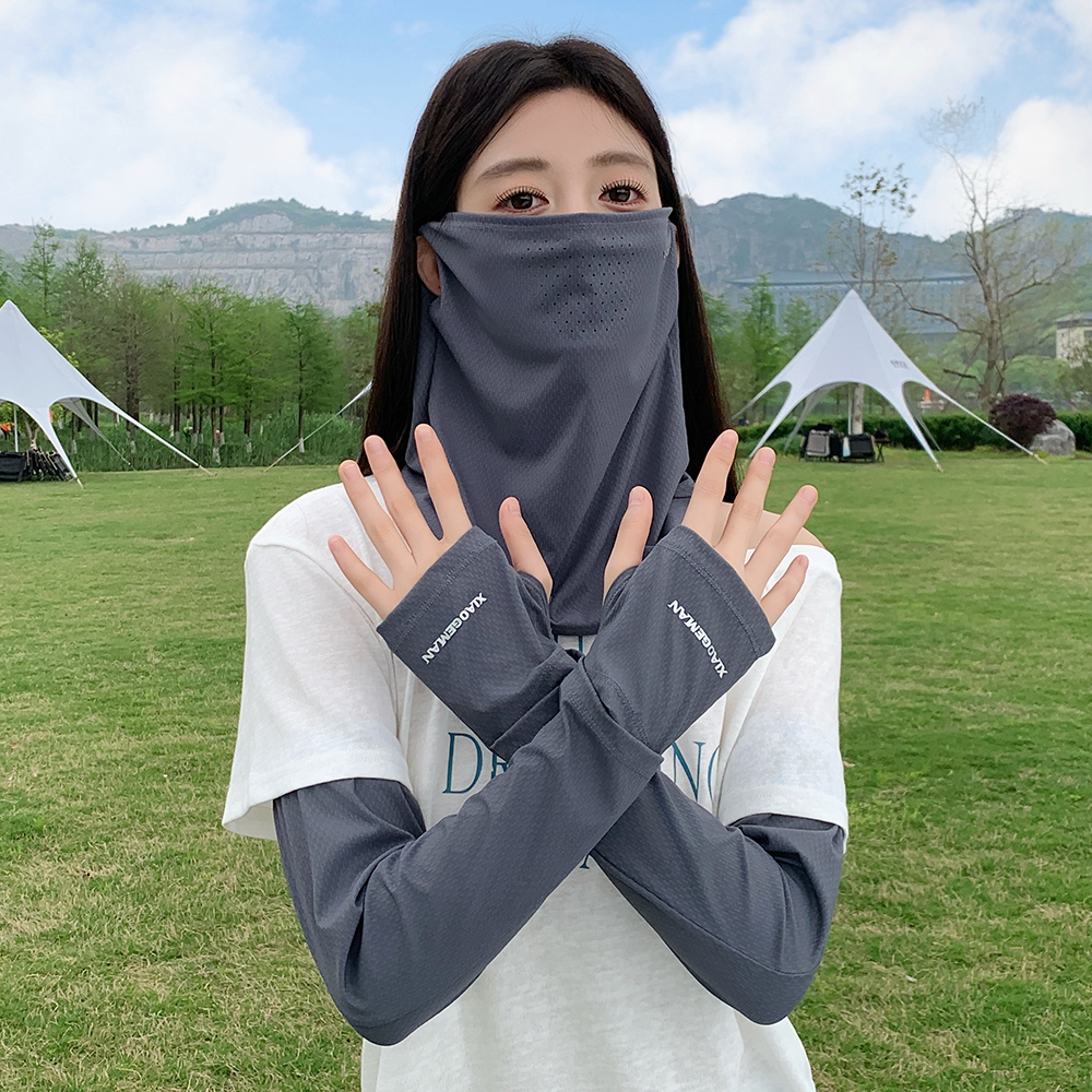 户外防晒面罩围脖套男女冰丝袖套自行车钓鱼运动头巾夏天防紫外线