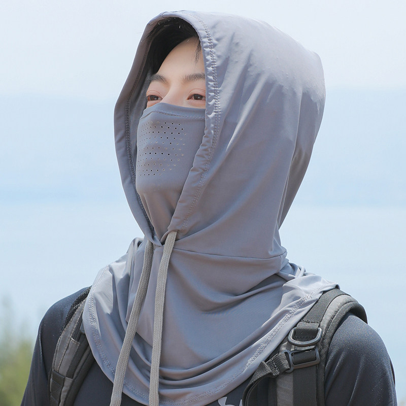 防晒面罩男女遮阳全脸骑行运动挂耳头巾口罩护颈披肩男款冰丝围脖