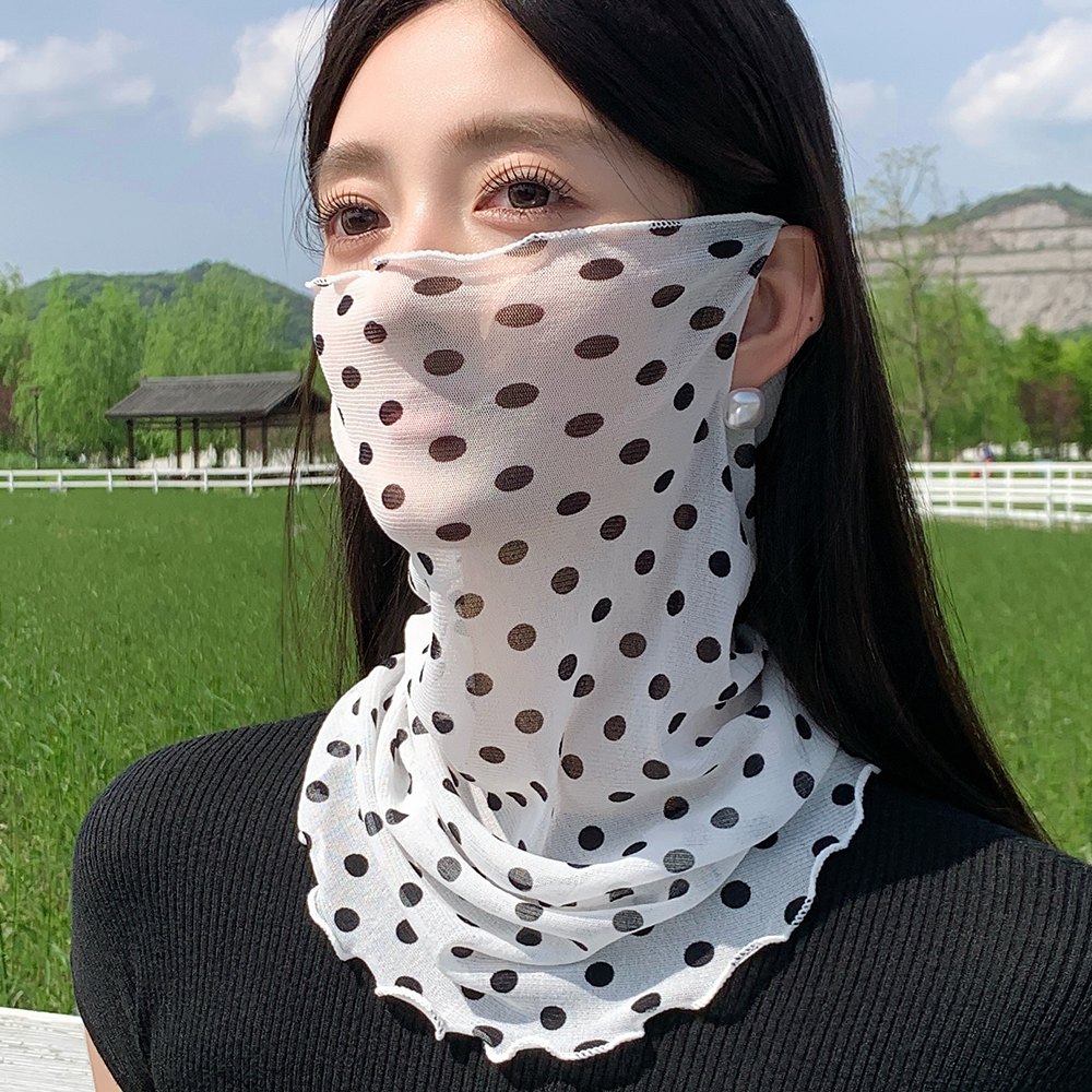 防晒面罩女新款网纱丝巾夏季旅游挂耳式全脸护颈骑车遮阳面纱口罩