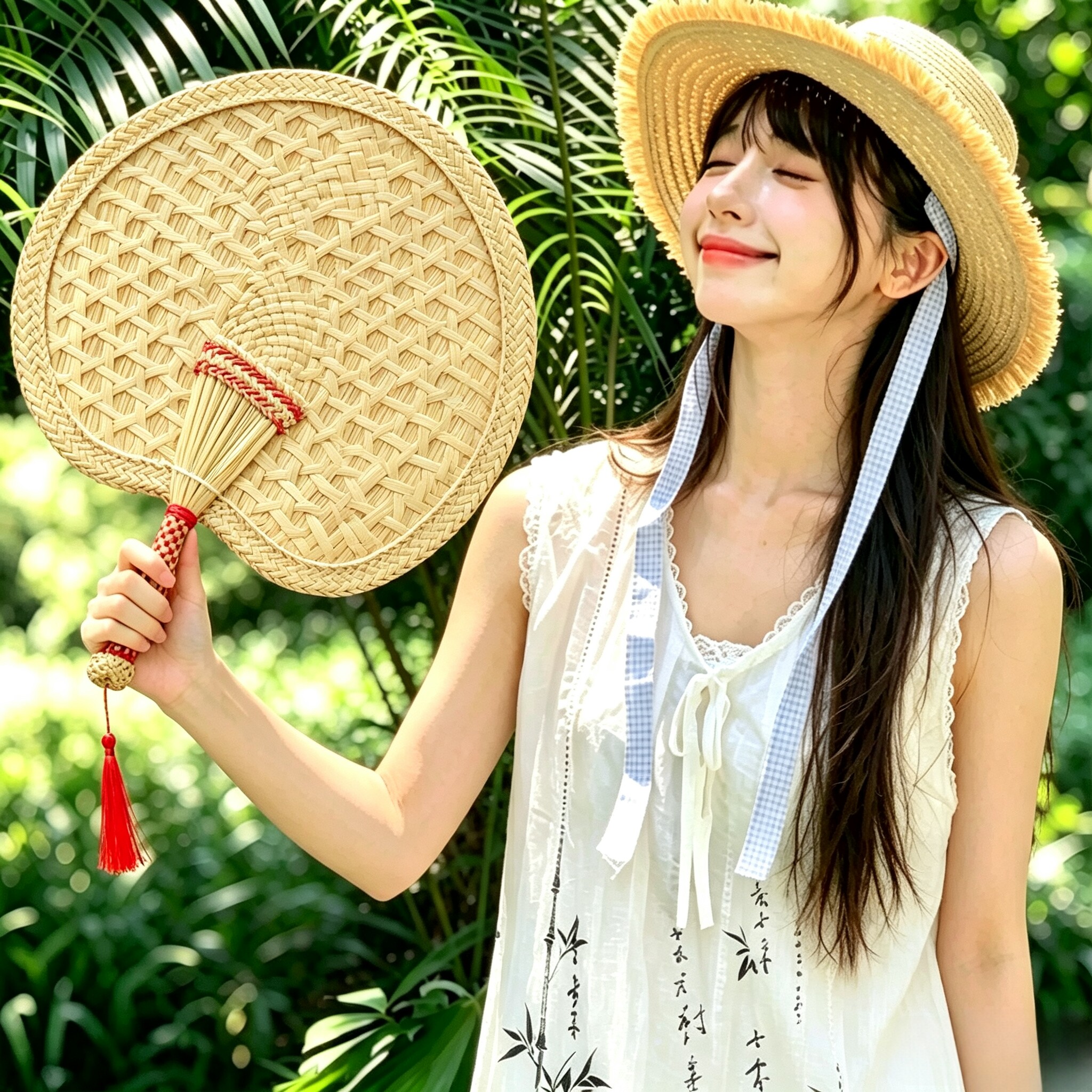 夏日古风手工编织纳凉端午芭蕉扇图片