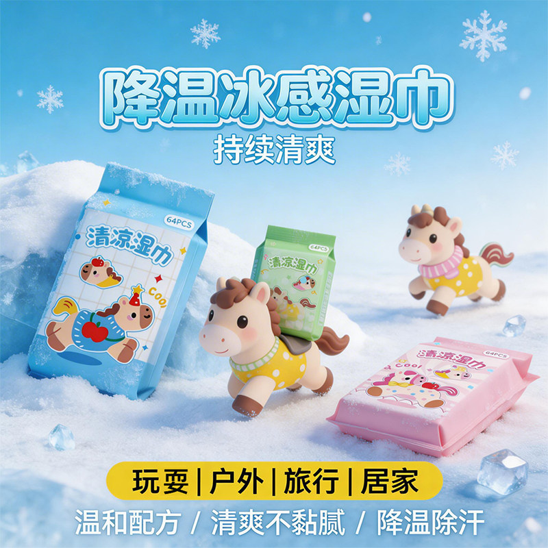 降温冰巾冷感户外运动清凉止汗提神冰贴便携凉感湿巾冰感湿巾