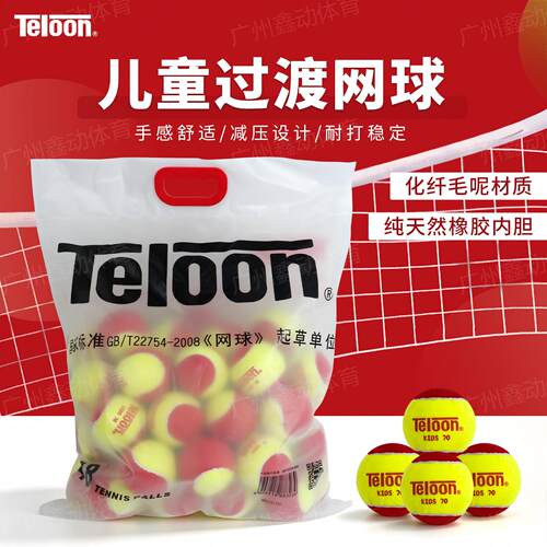 Teloon天龙儿童网球专用训练球软式过渡减压网球初学者红球训练球