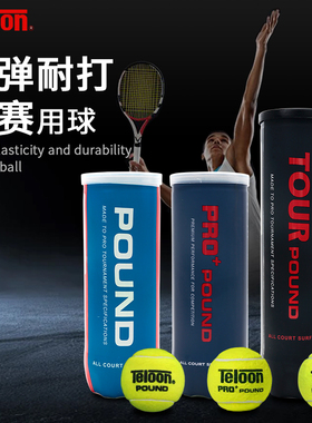 Teloon天龙比赛球pound P4 耐打 高弹力专业 比赛训练 冲击波网球