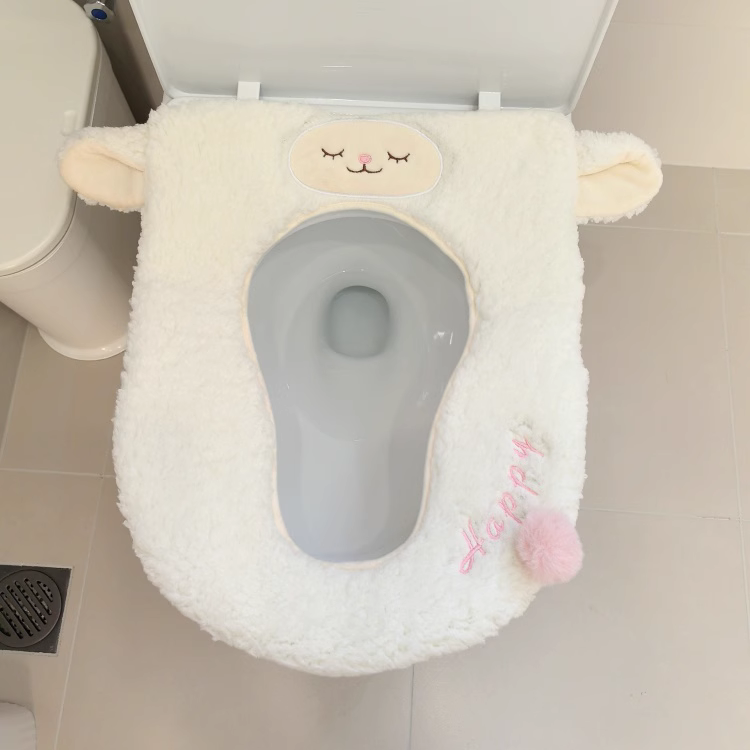 马桶毛绒坐垫卡通可爱葫芦形小羊一体马桶套圈卫生间坐便器垫子