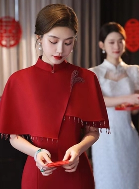 2023婆婆喜服冬季高端婚宴装丈母娘旗袍连衣裙参加婚礼妈妈礼服高