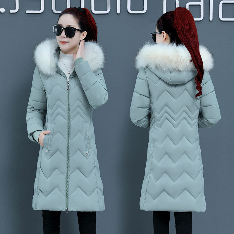 冬季女士中长款棉服修身显瘦大码保暖棉衣外套加厚2021新款冬装