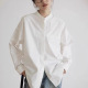 衬衣2025新款 长袖 休闲百搭宽松上衣 女早秋立领通勤基础款 白色衬衫