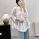 女秋季 衬衫 设计感宽松别致小众独特上衣 复古翻领纯色镂空薄款 法式