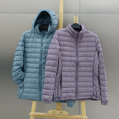 90白鸭绒轻薄款2024秋冬新款可脱卸帽羽绒服短款修身大码女装外套