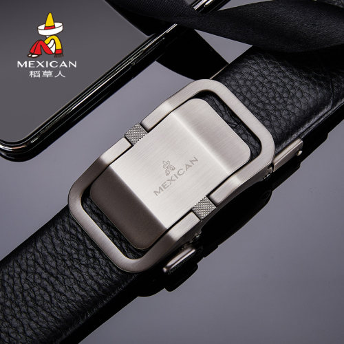 纯牛皮年轻人高档腰带自动扣休闲