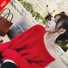 High collar Bright red sweater Mohair Korean Edition Self cultivation coat Autumn and winter Dress winter white Mosaic Long