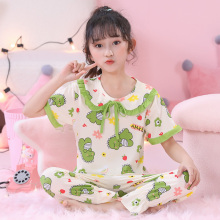 女童睡衣夏季纯棉短袖长裤2025新款中大童小女孩可外穿家居服套装