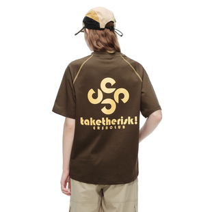 ER撞色线条健身运动短袖T恤夏潮牌字母印花宽松休闲上衣情侣装