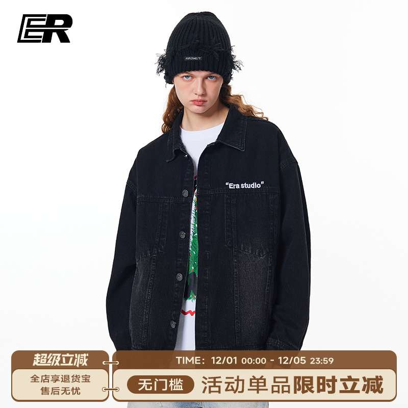 ER美式复古做旧牛仔夹克外套