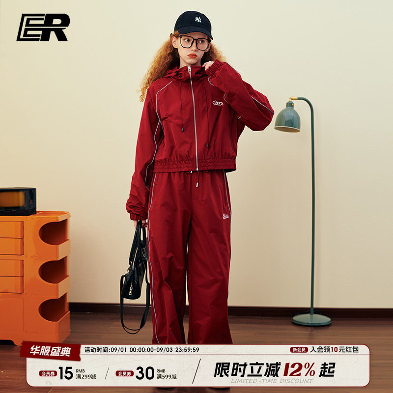 【明星同款】ER反光条运动套装秋潮牌短款骑行服夹克外套伞兵裤图片