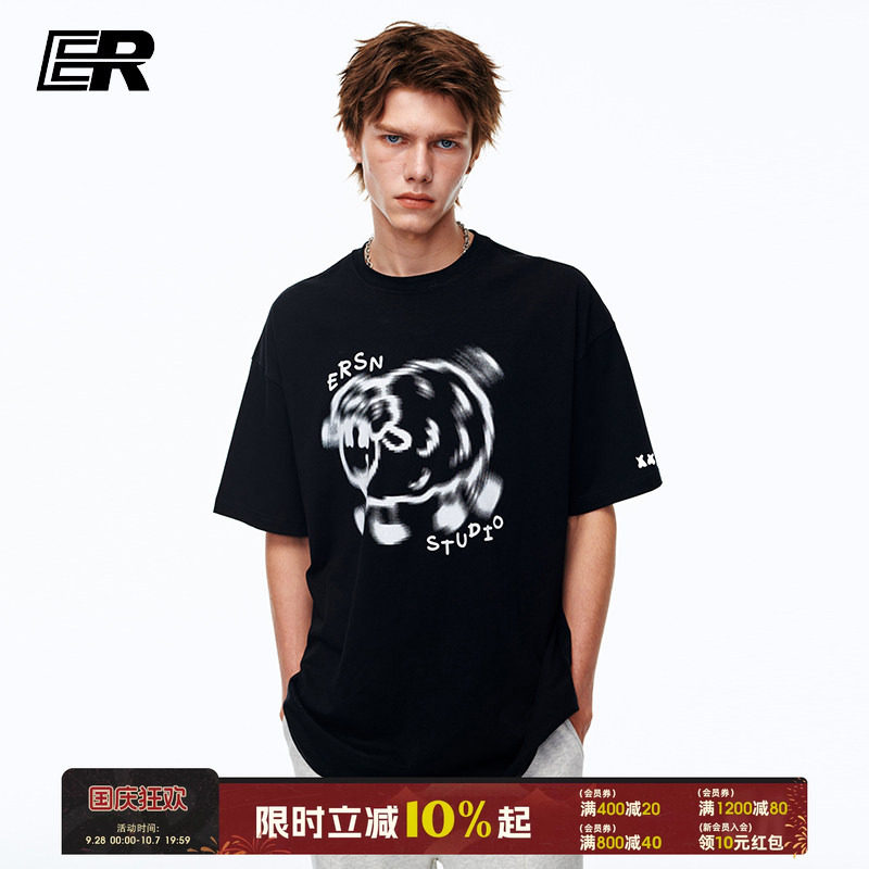 【明星同款】ER虚幻小羊印花短袖T恤男2026夏季新款美式情侣图片