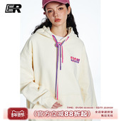 ins 简约潮牌情侣小众帽衫 黄子弘凡 ER彩虹帽绳卫衣2026新美式