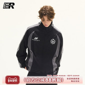 ER国王皇冠立领夹克2026春秋季 美式 复古拼接情侣外套运动上衣