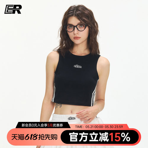 ER字母无袖运动背心女夏季新款辣妹短款内搭显瘦瑜伽短上衣美背