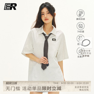 美式 男2025夏潮牌短袖 凉感 休闲宽松翻领T恤女 ER星星眼polo衫