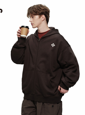 ER基础款拉链开衫卫衣男春季重磅宽松百搭潮流学生运动连帽外套