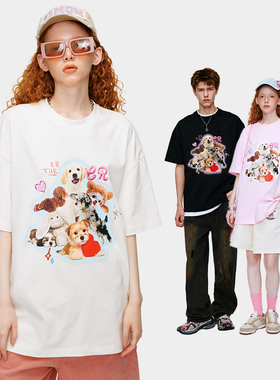 【周深黄子弘凡同款】ER萌宠乐园印花短袖T恤2026夏潮牌可爱情侣