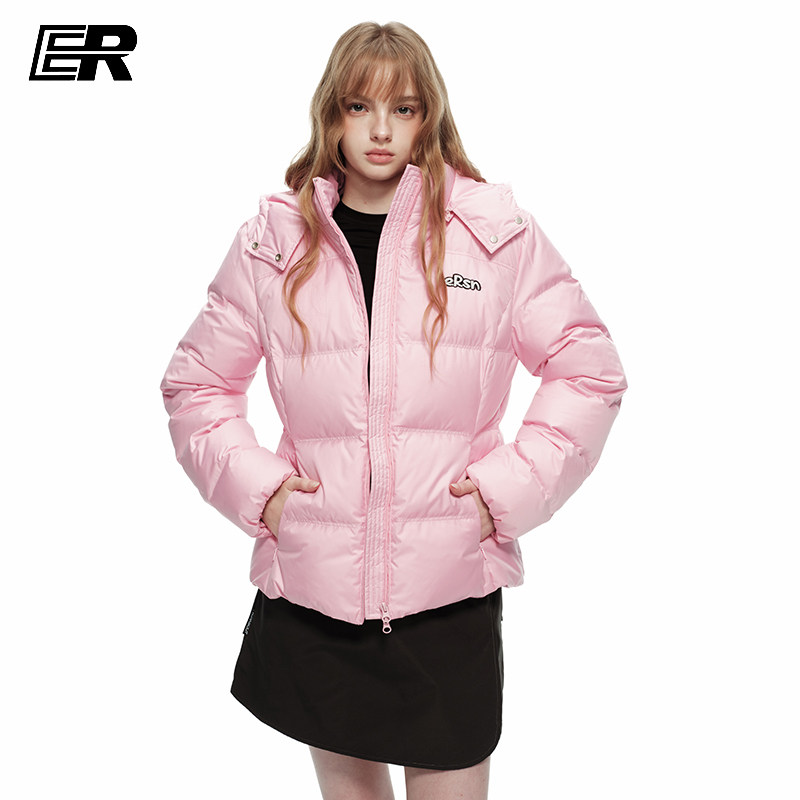 ER泡芙排骨羽绒服女冬季短款修身显瘦潮牌连帽宽松加厚保暖外套