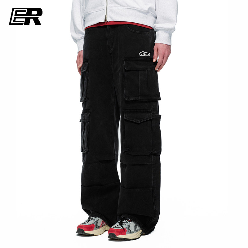 ER多口袋美式工装裤子男春秋宽松直筒高街潮牌痞帅阔腿休闲长裤,男装,休闲裤,淘宝优惠券,粉丝福利购,淘宝优惠卷