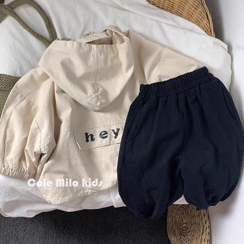 트렌디 한국 소년 코트 2024 가을 어린이 한국 스타일 윈드 브레이커 후드 아우터 코트  소녀 탑 유행