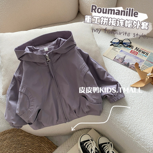 男童童冲锋衣外套春装儿童春秋季小女孩薄款风衣徒步宝宝户外上衣