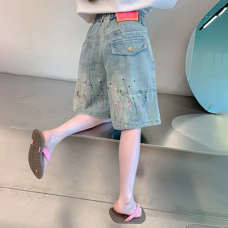 女童牛仔短裤夏季2025新款洋气女孩夏装裤子儿童夏款中裤薄款外穿