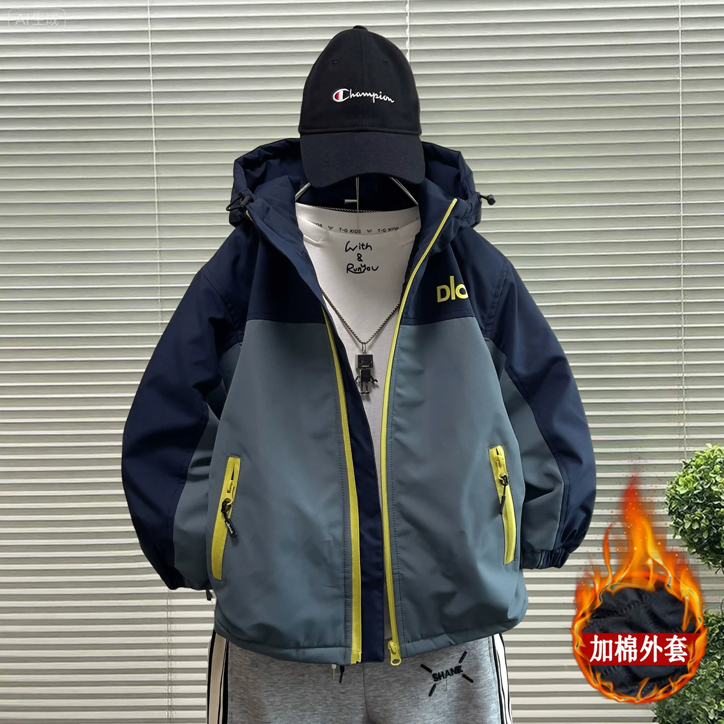 男童夹棉外套2026新款冲锋衣