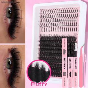 亚马逊欧美热销单簇假睫毛280簇spiky lashes100D蓬松浓密眼睫毛